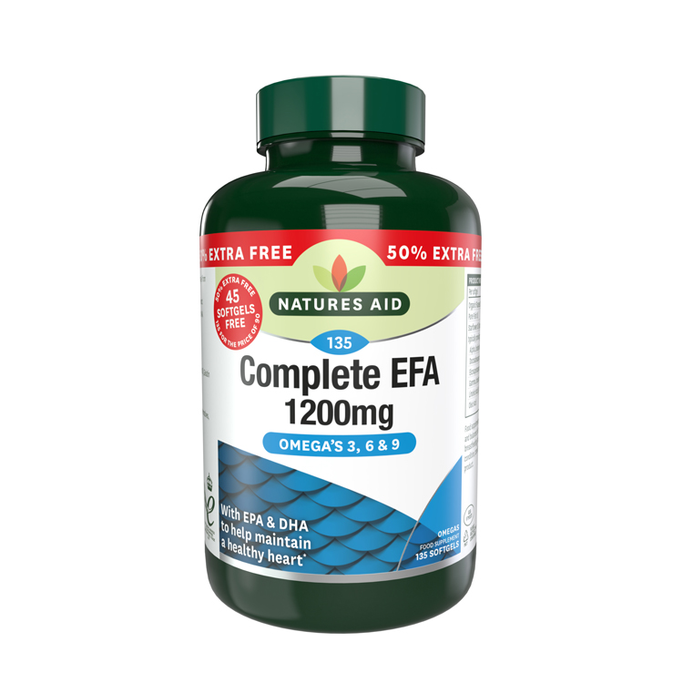 Natures Aid Complete EFA 1200mg 135 Softgels (90+45 Free)